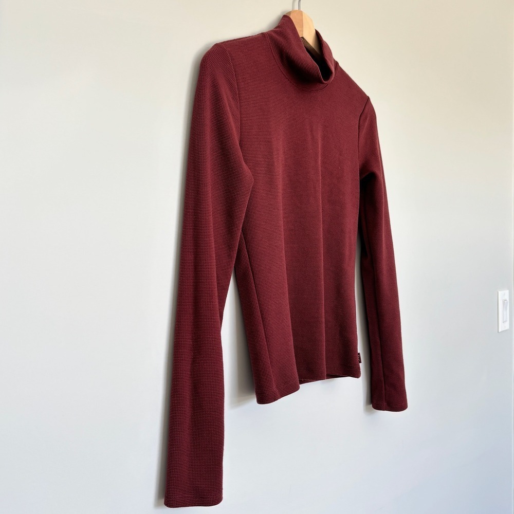 Aritzia TNA Women's Small Long Sleeve Tee Mock Neck Ribbed Loungewear Base Layer - Picture 5 of 10